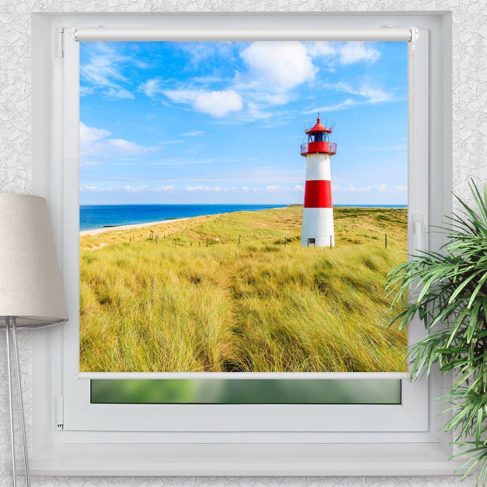 Rollo Motiv "Sylt Leuchtturm" - ohne bohren - Klemmrollo bis 150 cm Breite - Klemmfix mit Fotodruck - blickdicht - La-Melle