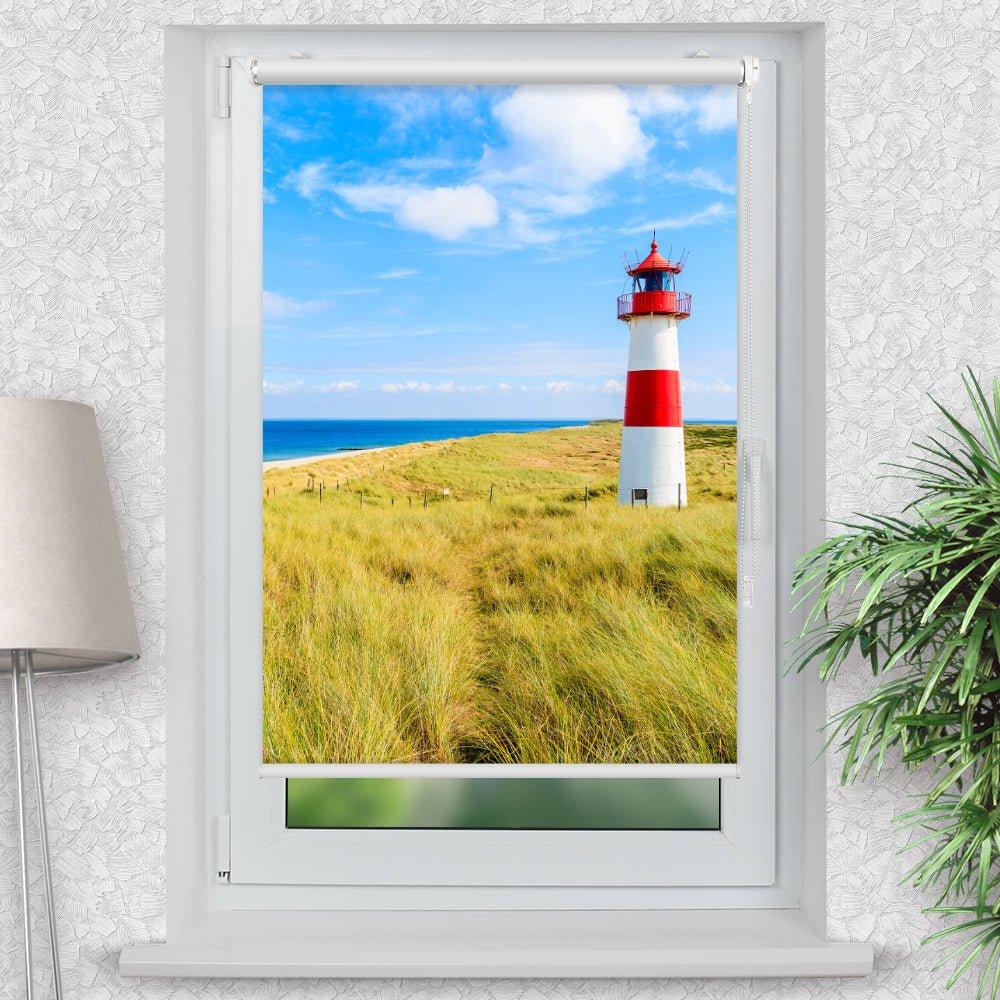 Rollo Motiv "Sylt Leuchtturm" - ohne bohren - Klemmrollo bis 150 cm Breite - Klemmfix mit Fotodruck - blickdicht - La-Melle