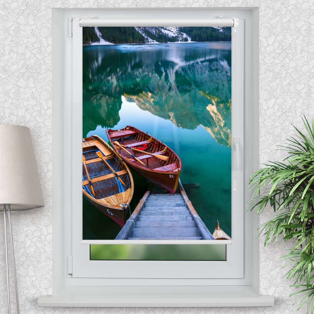 Rollo Motiv "Wald Berg See Pragser Wildseewald Berg Wildsee" - ohne bohren - Klemmrollo bis 150 cm Breite - Klemmfix mit Fotodruck - blickdicht - La-Melle