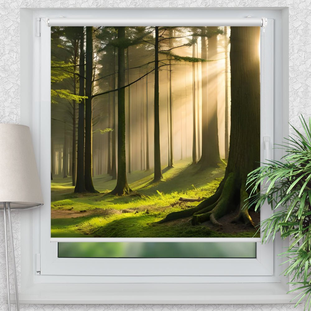 Rollo Motiv "Wald Nebel Baeume" - ohne bohren - Klemmrollo bis 150 cm Breite - Klemmfix mit Fotodruck - blickdicht - La-Melle