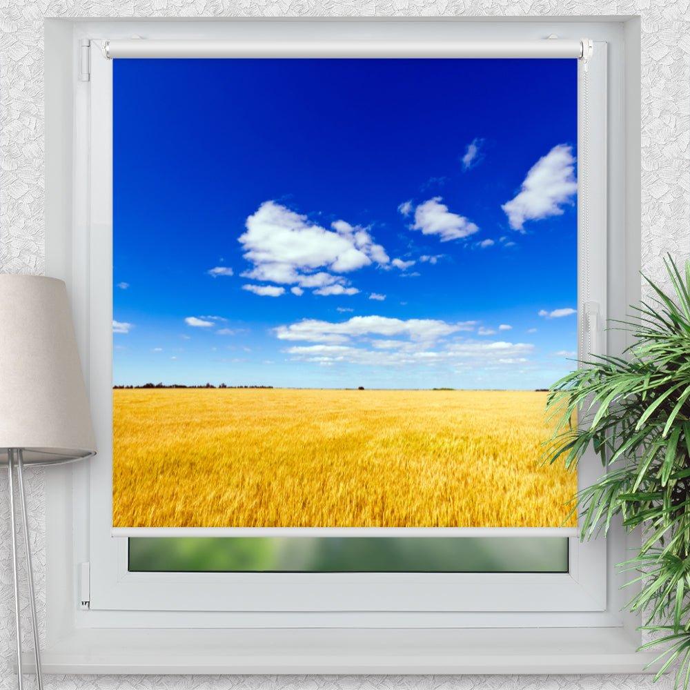 Rollo Motiv "Weizenfeld blauer Himmel" - ohne bohren - Klemmrollo bis 150 cm Breite - Klemmfix mit Fotodruck - blickdicht - La-Melle