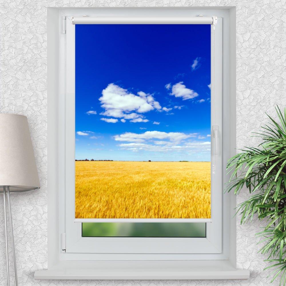 Rollo Motiv "Weizenfeld blauer Himmel" - ohne bohren - Klemmrollo bis 150 cm Breite - Klemmfix mit Fotodruck - blickdicht - La-Melle