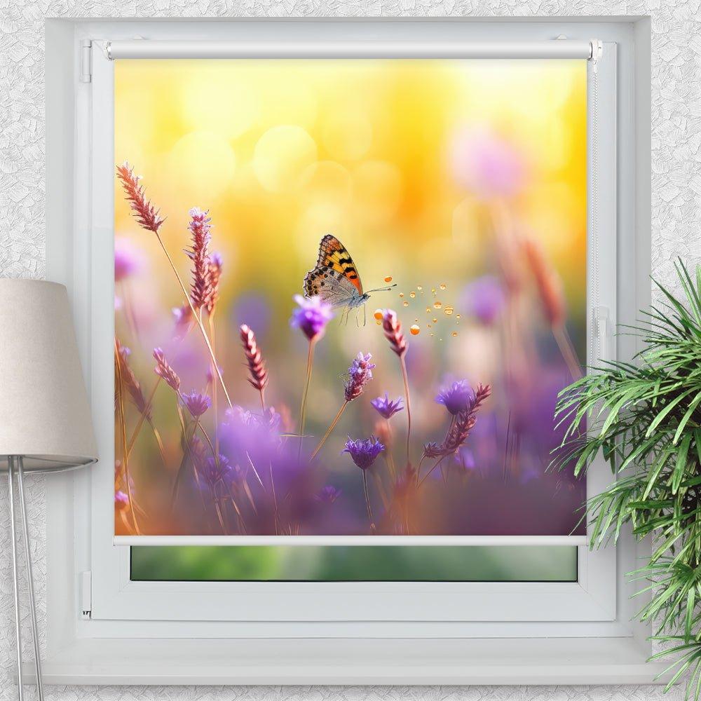 Rollo Motiv "Schmetterling Wiese" - ohne bohren - Klemmrollo bis 150 cm Breite - Klemmfix mit Fotodruck - blickdicht - La-Melle