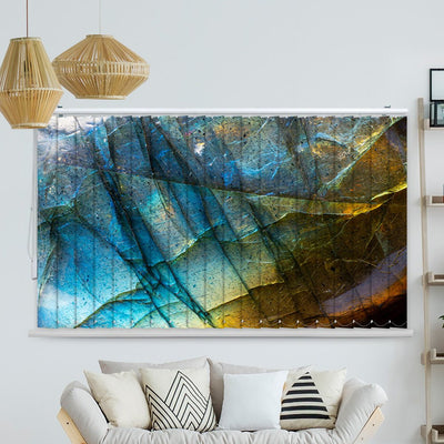 Lamellenvorhang Motiv Labradorit blau