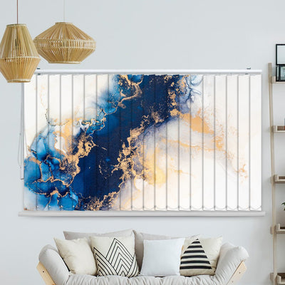 Lamellenvorhang Motiv Marmor blau gold weiss