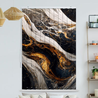 Lamellenvorhang Motiv Marmor schwar gold