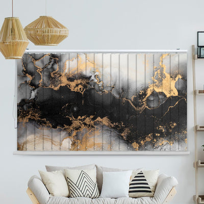 Lamellenvorhang Motiv Marmor schwarz weiss gold