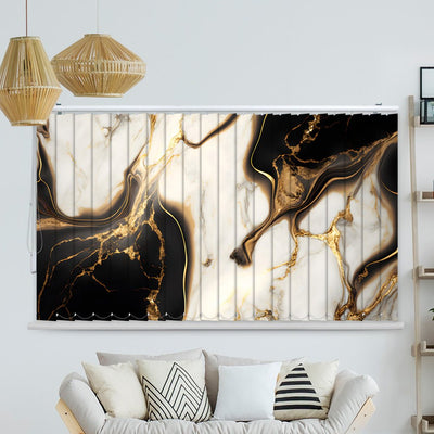 Lamellenvorhang Motiv Marmor schwarz gold weiss