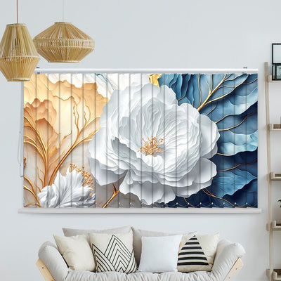 Lamellenvorhang Motiv Marmor weisse Blume