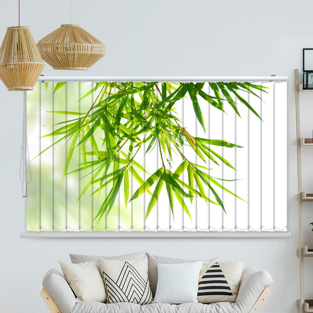 Lamellenvorhang Motiv "Grüne Bambusblätter von oben"