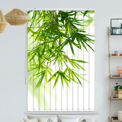 Lamellenvorhang Motiv Grüne Bambusblätter von oben
