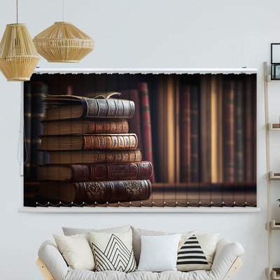Lamellenvorhang Motiv Buchregal vintage