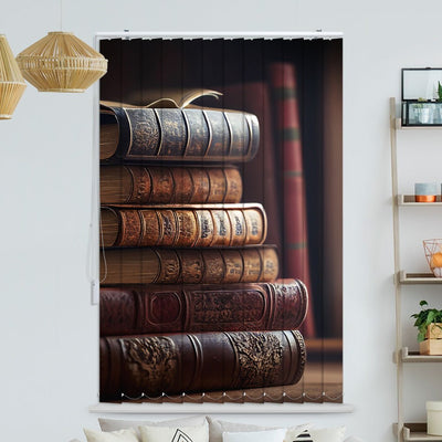 Lamellenvorhang Motiv Buchregal vintage