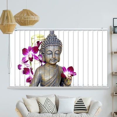 Lamellenvorhang Motiv Buddha Steine Bambus