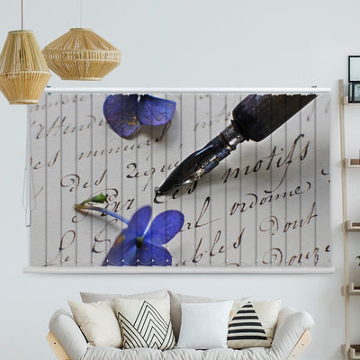 Lamellenvorhang Motiv Hortensien Brief vintage