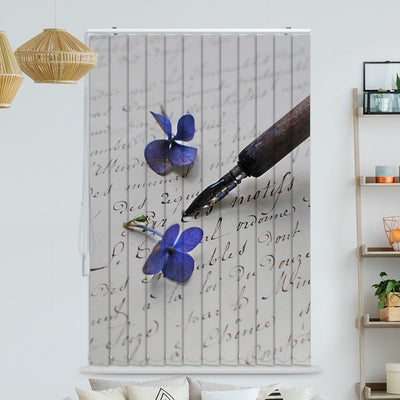 Lamellenvorhang Motiv Hortensien Brief vintage