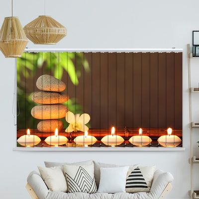 Lamellenvorhang Motiv Kerzen Orchidee Wasser