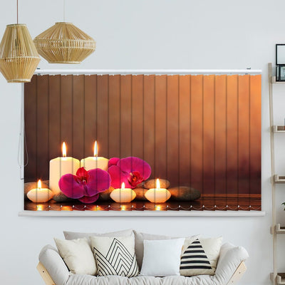 Lamellenvorhang Motiv Kerzen Orchideen zen stones