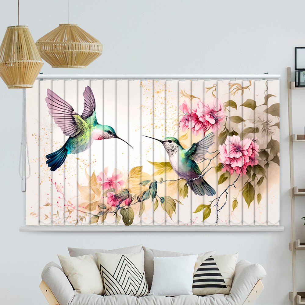 Lamellenvorhang Motiv "Kolibri Blüten"