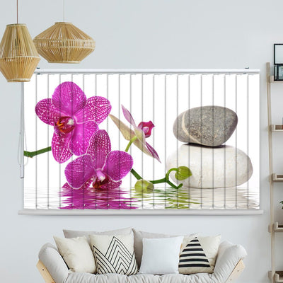 Lamellenvorhang Motiv Lila Orchidee zen stones