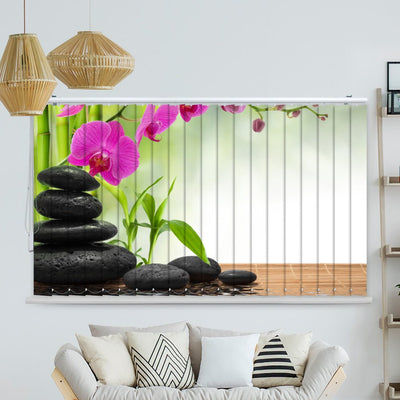 Lamellenvorhang Motiv Orchidee Bambus