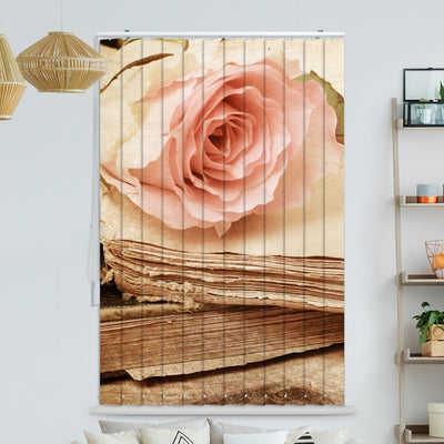 Lamellenvorhang Motiv Rose rosa Buch