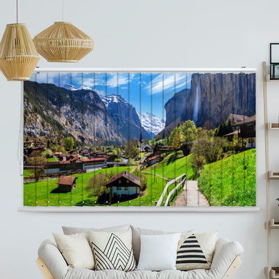 Lamellenvorhang Motiv Schweiz Wasserfall