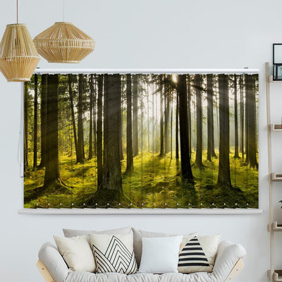 Lamellenvorhang Motiv Wald Sonnenaufgang