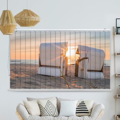 Lamellenvorhang Motiv Strandkorb Meer