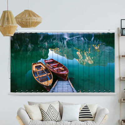 Lamellenvorhang Motiv Bergsee Boote
