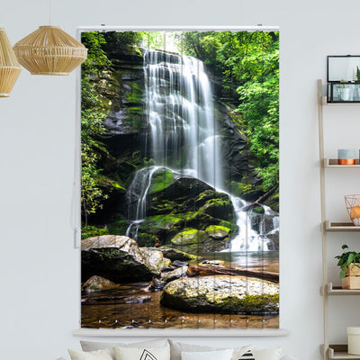 Lamellenvorhang Motiv Wald See zen stones