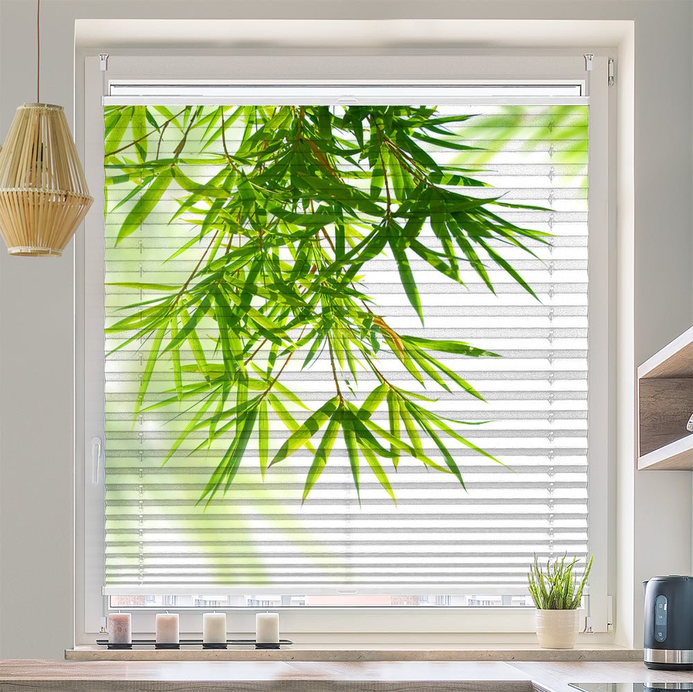 Plissee Motiv "Bambusblätter grün von oben"