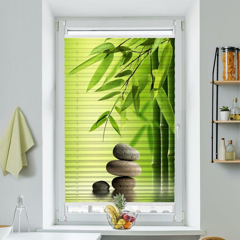 Wabenplissee Motiv "Bambus Steinturm Wasserspiegel" - La-Melle