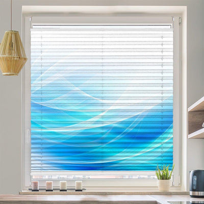 Plissee Motiv Blau geschwungen