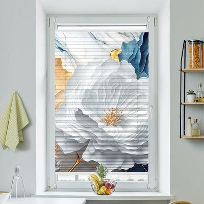 Wabenplissee Motiv Blume weiss Marmor - La-Melle