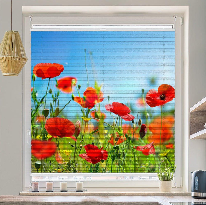 Plissee Motiv "Mohnfeld Blumenwiese" - La-Melle