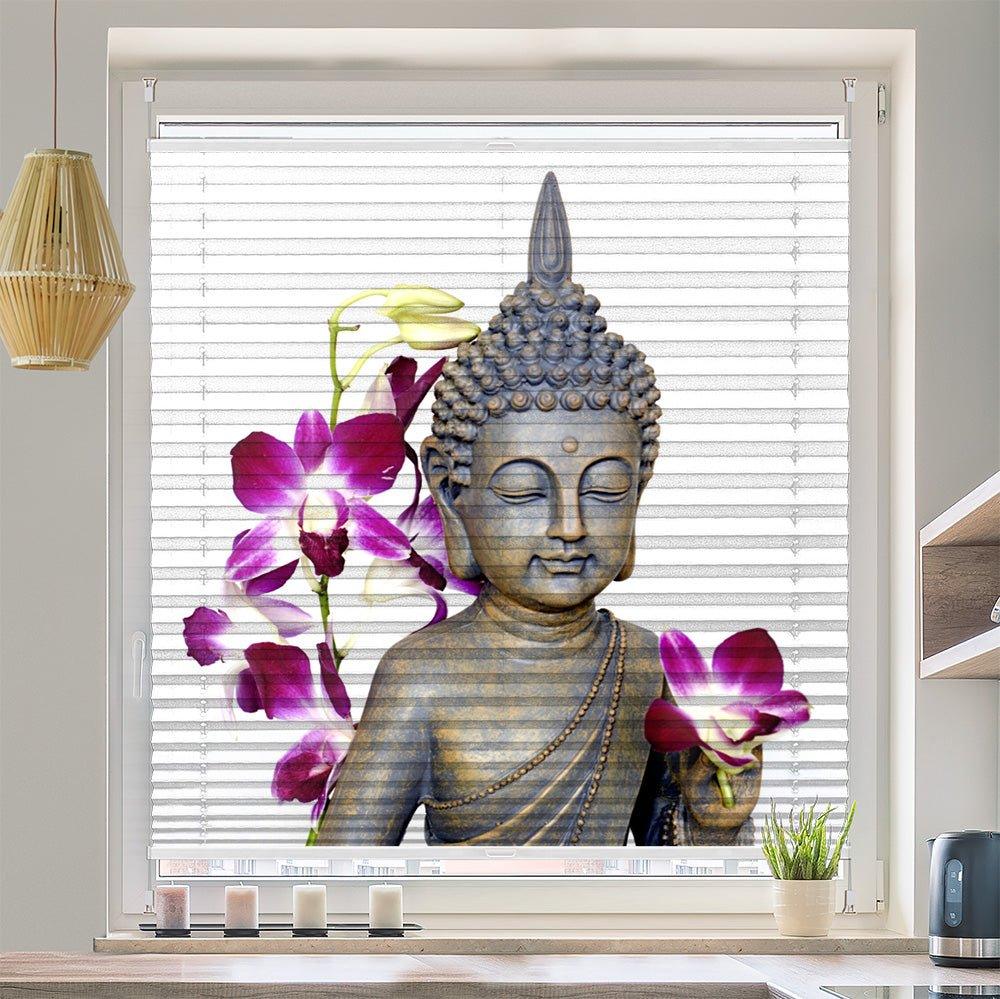 Plissee Motiv "Buddha Orchideen Wellness"