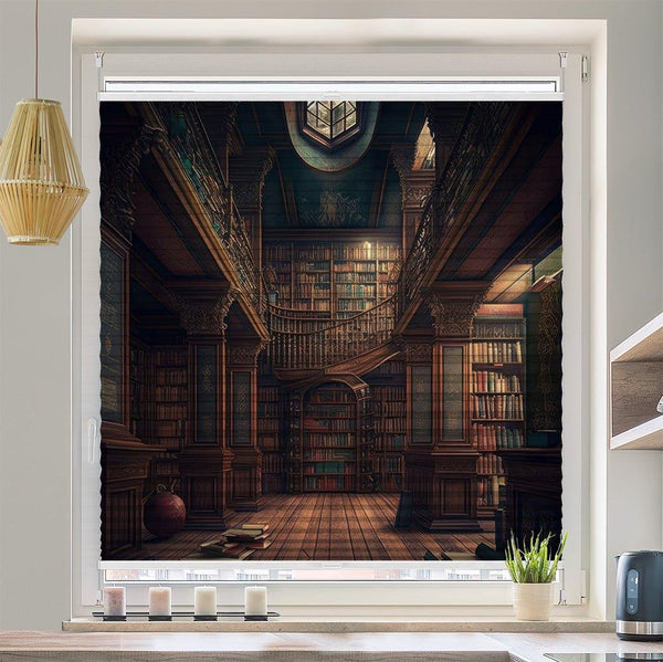 Plissee Motiv "Bücherei vintage"