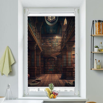 Plissee Motiv Bücherei vintage