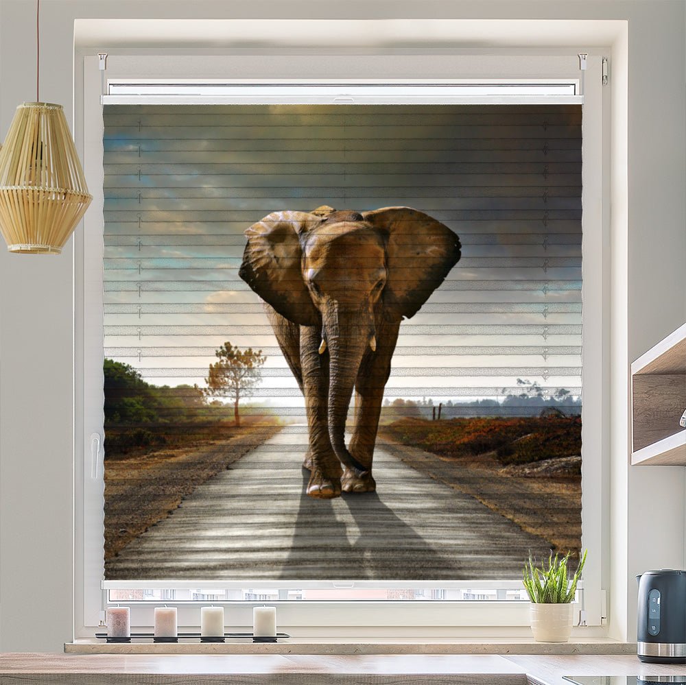 Wabenplissee Motiv "Elefant Afrika Weg" - La-Melle