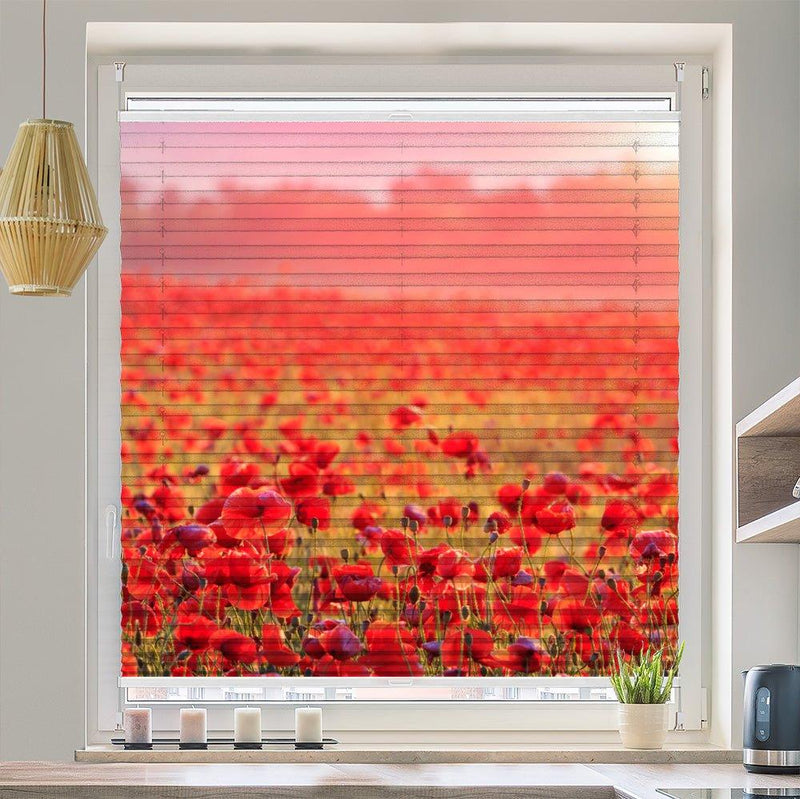 Plissee Motiv "Roter Mohn Sonnenaufgang" - La-Melle