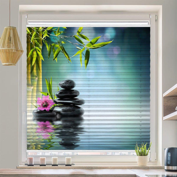 Wabenplissee Motiv "Black Stones Wellnes"
