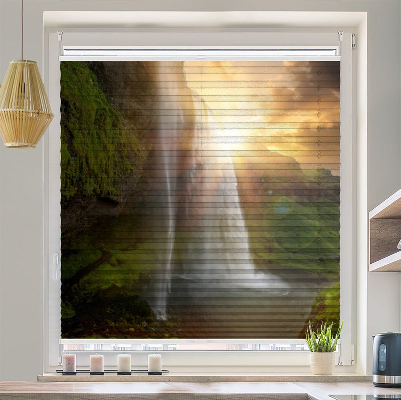 Wabenplissee Motiv "Island Klippe Sonne" - La-Melle