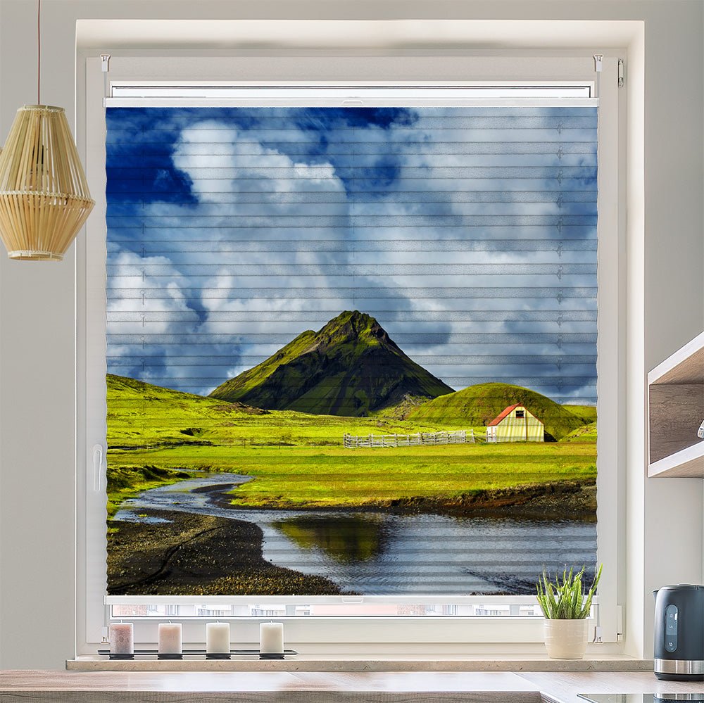 Wabenplissee Motiv "Island Landschaft Berge" - La-Melle