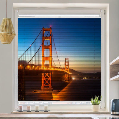 Wabenplissee Motiv Kalifornien Golden Gate Bridge Nacht - La-Melle