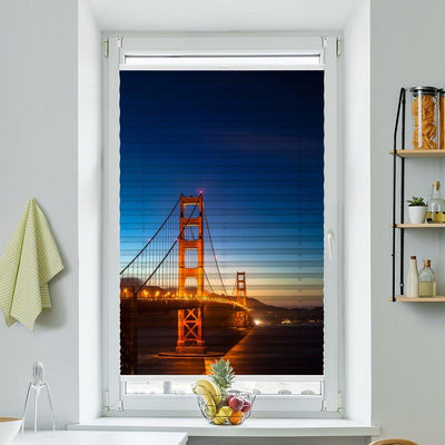 Wabenplissee Motiv Kalifornien Golden Gate Bridge Nacht - La-Melle