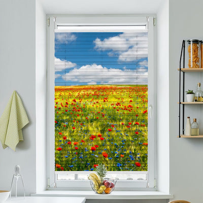 Wabenplissee Motiv Kornfeld Mohnblumen - La-Melle