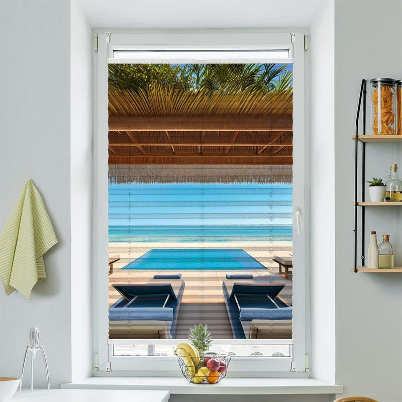 Wabenplissee Motiv "Pool Küste Luxus" - La-Melle