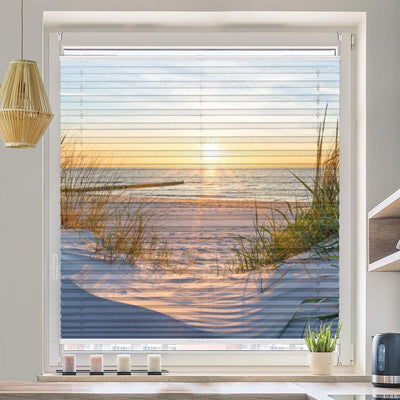 Wabenplissee Motiv Sonnenuntergang Küste Düne - La-Melle