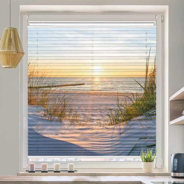 Wabenplissee Motiv "Kueste Meer Sonnenuntergang"